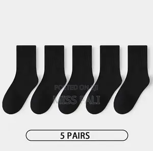 5pcs Cotton Socks. Black Available . 6-8y, 9-12y