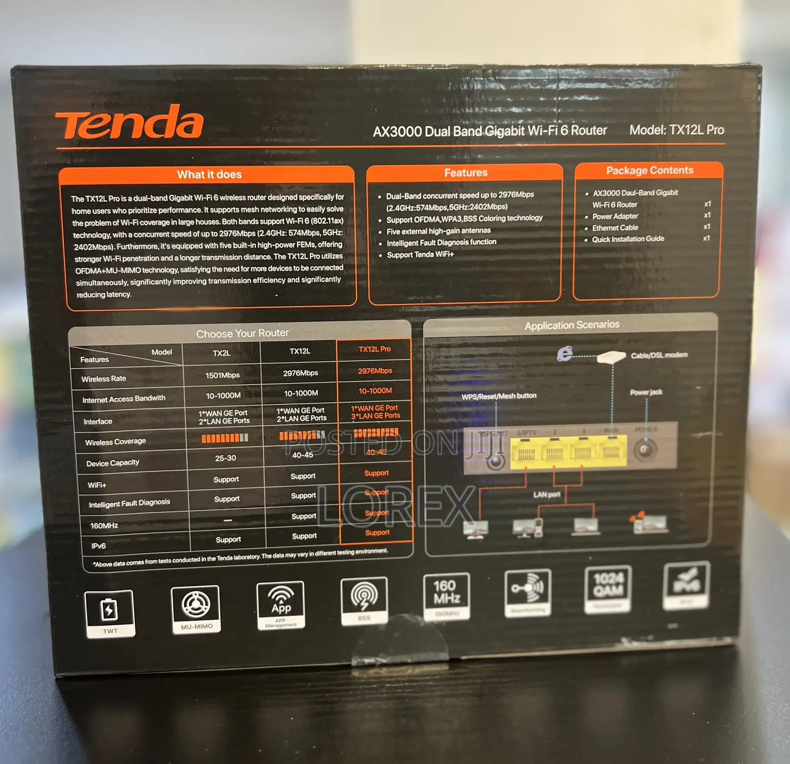 Tenda Dual Band Wifi 6 Ax3000 Router Tx12l Pro