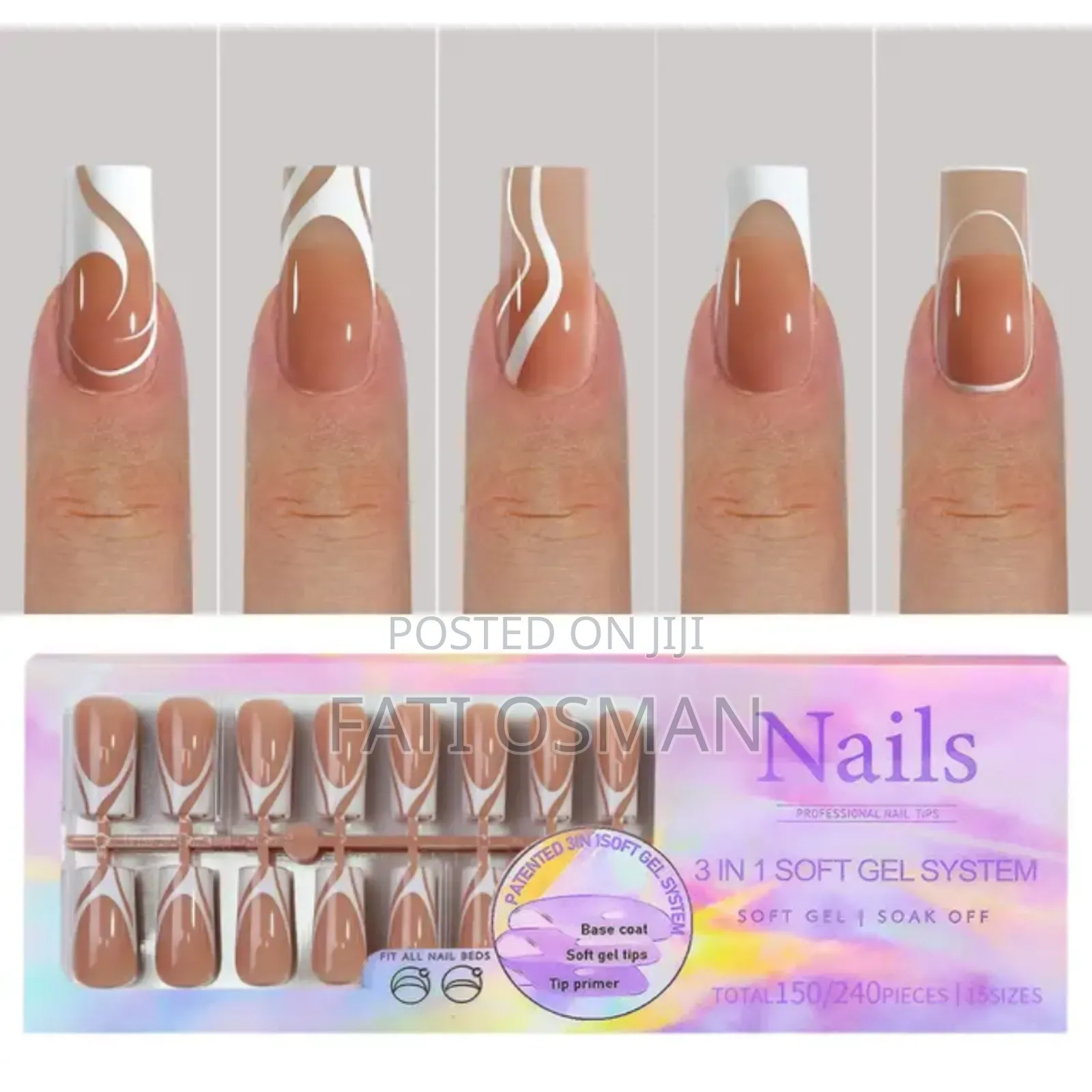150pcs French White Press On Nails