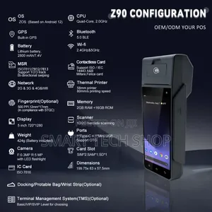 Z90 Emv Pci Credit Card Payment Pos Android 12 Nfc, +Chip