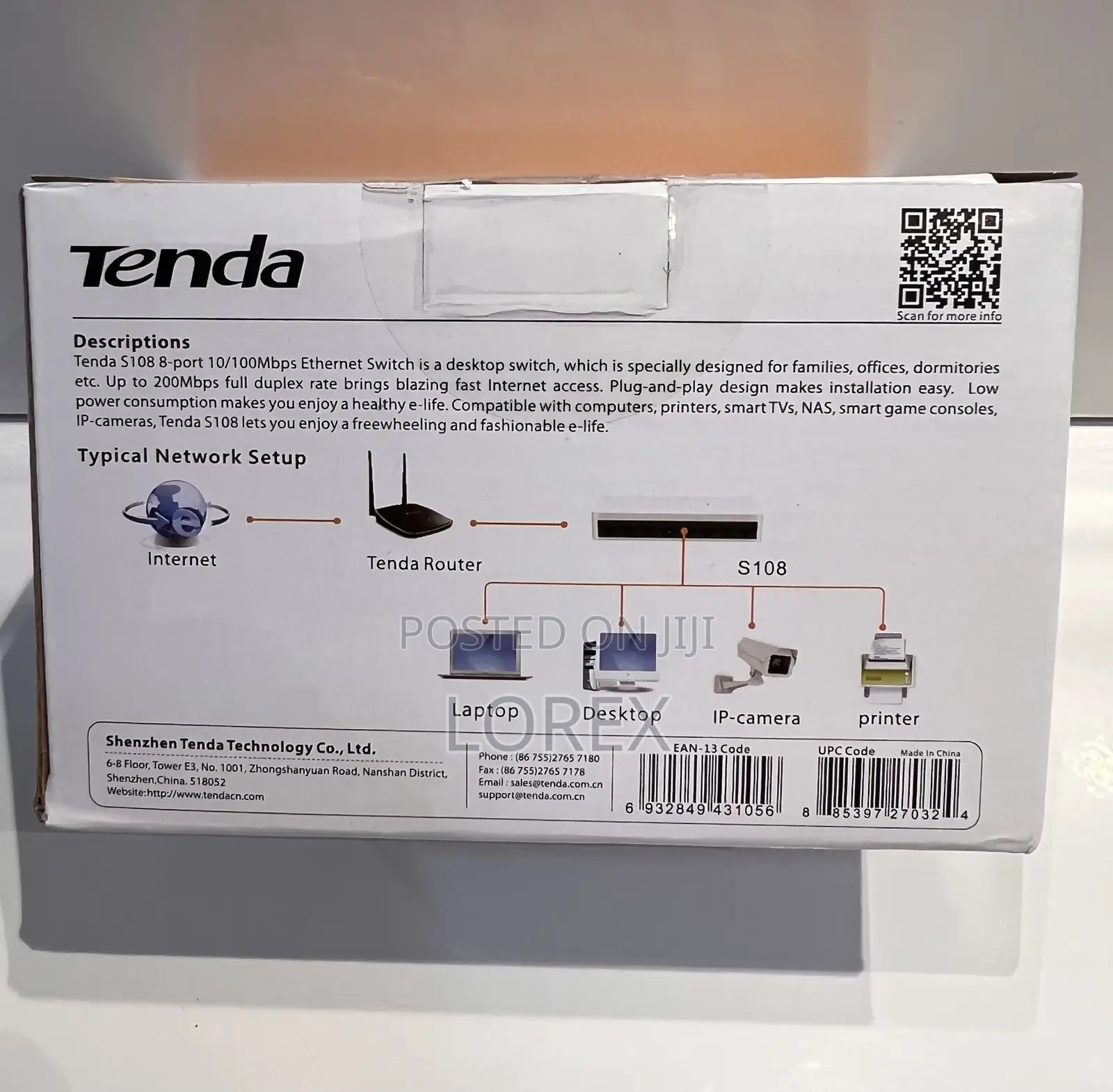 Tenda 8 Port 10/100mbps Network Desktop Switch S108