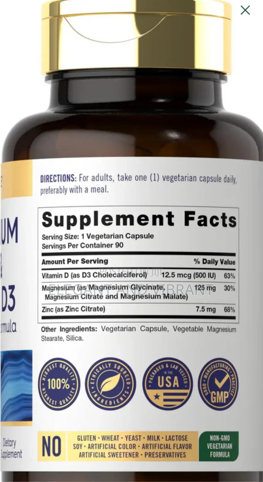 Magnesium Zinc and Vitamin D-3 | 90 Capsules
