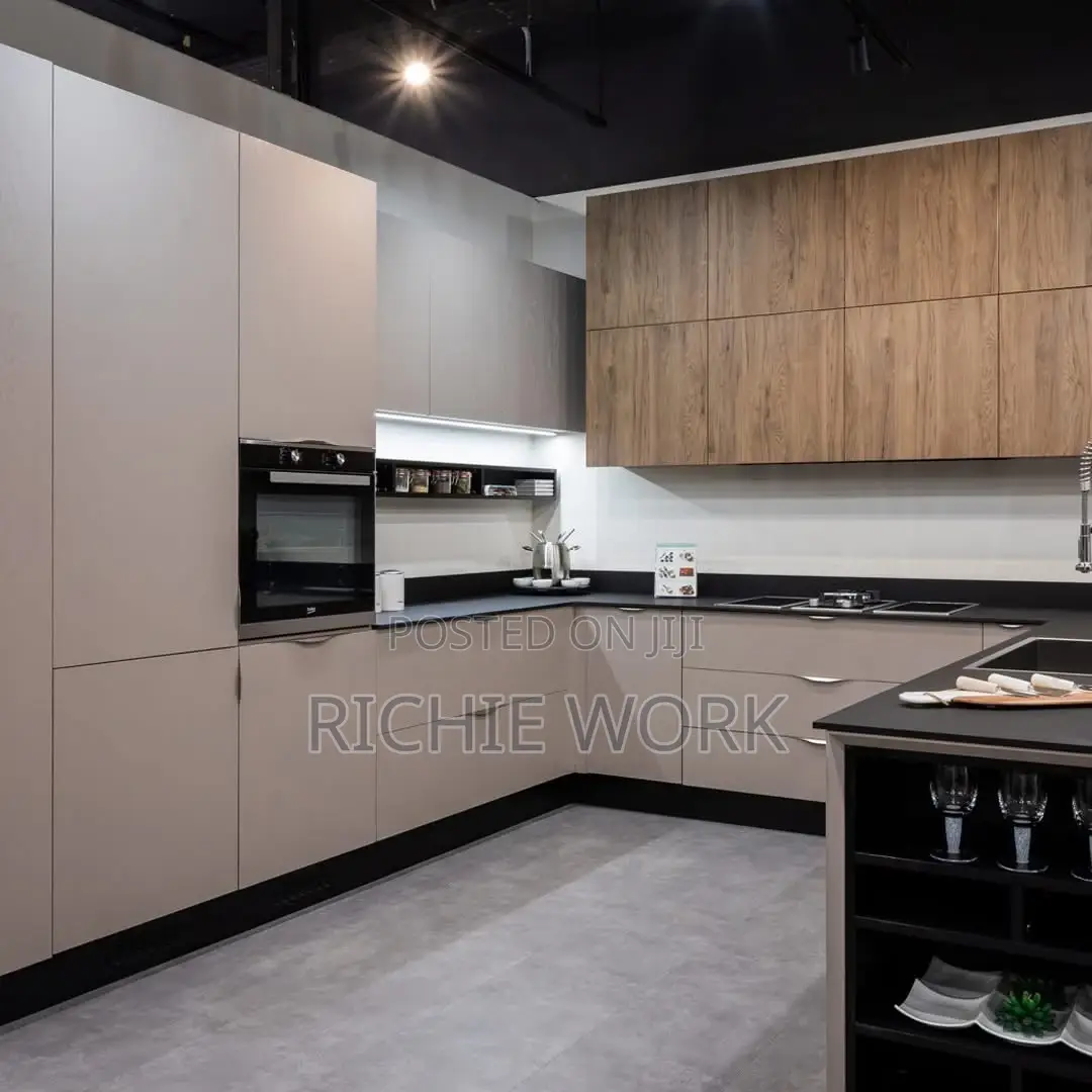 Stylish Black-Themed Modern Kitchen for Sale