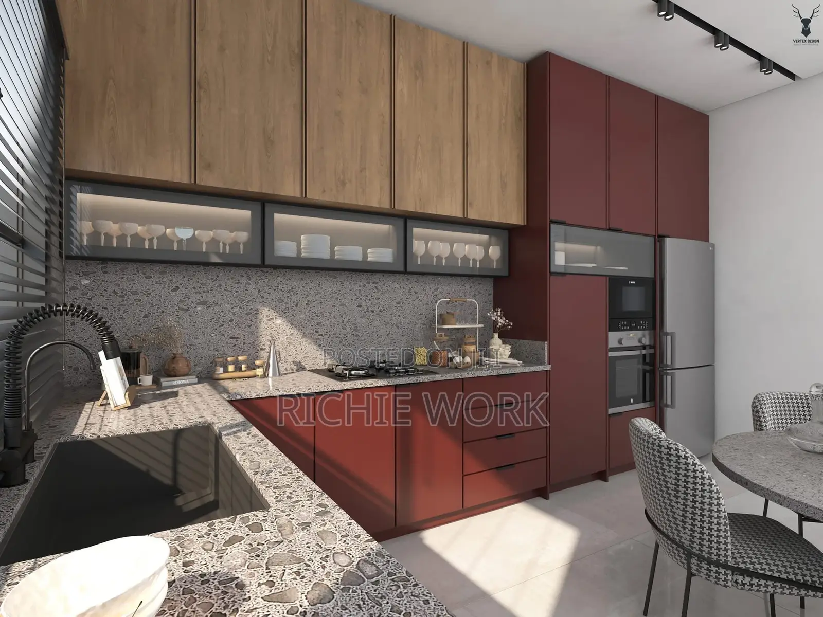 Stylish Black-Themed Modern Kitchen for Sale