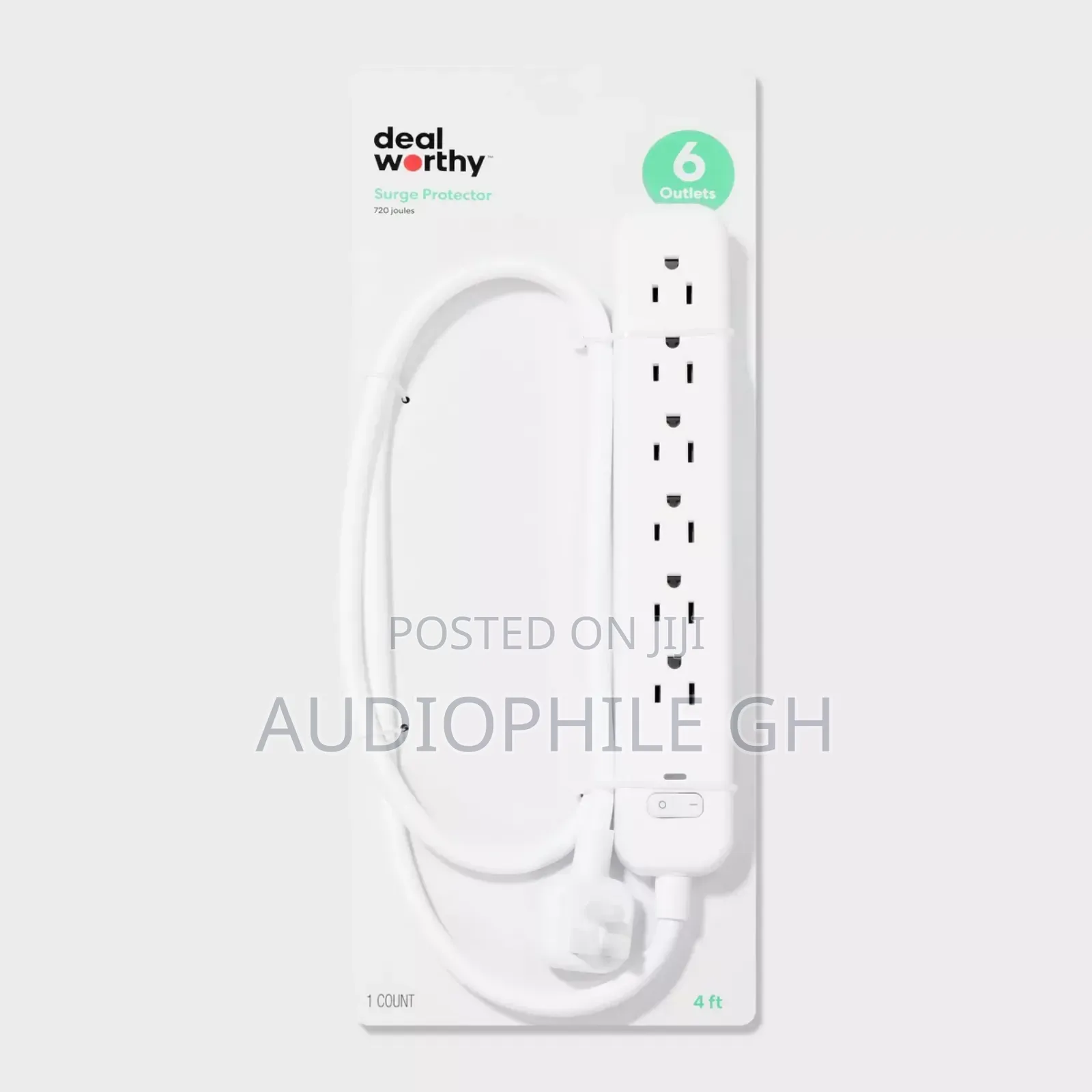 Dealworthy 6-outlet Surge Protector With 4' Extension Cord 720j
