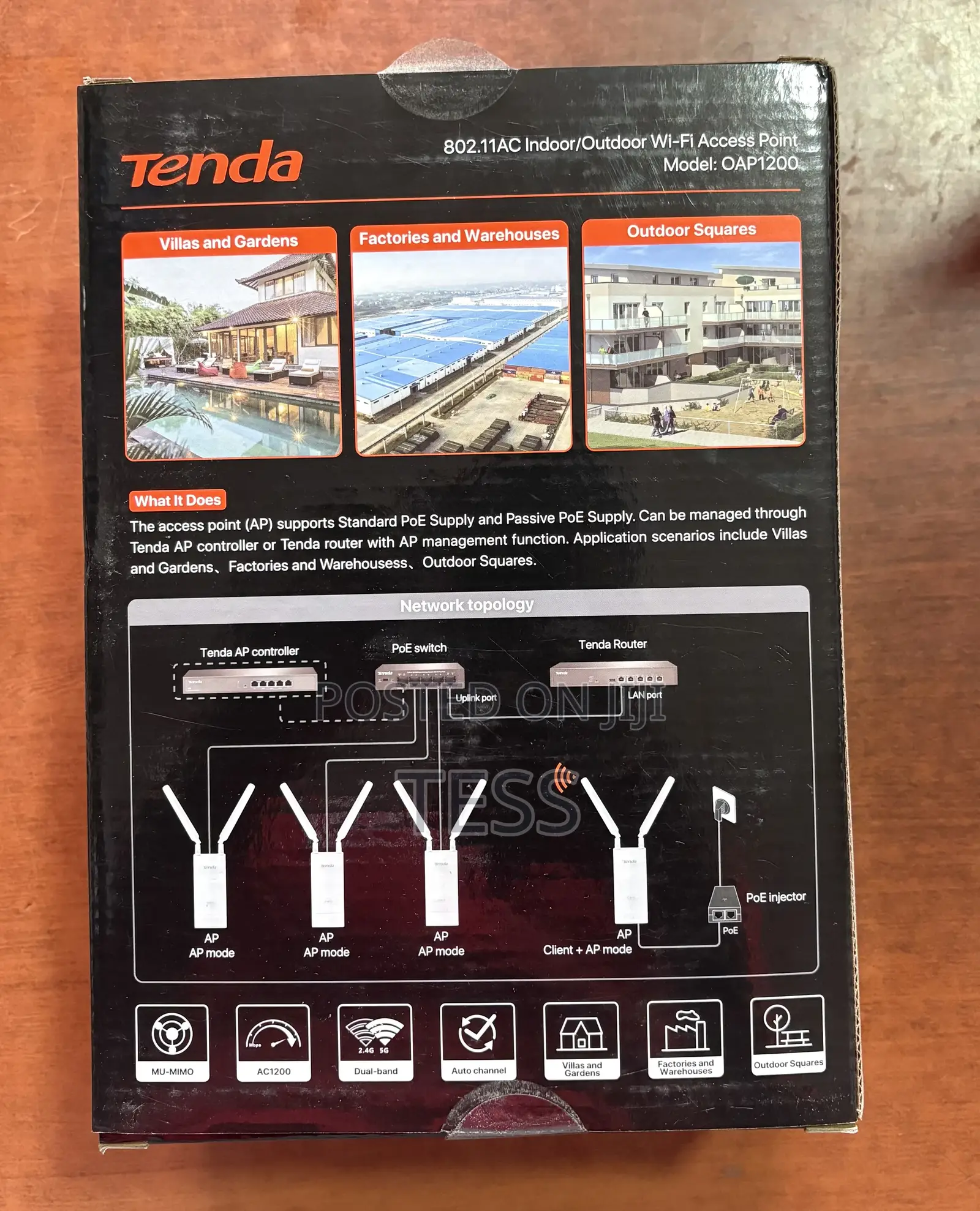 Tenda Ac1200 Outdoor Gigabit Wi-Fi Access Point Ap Oap1200