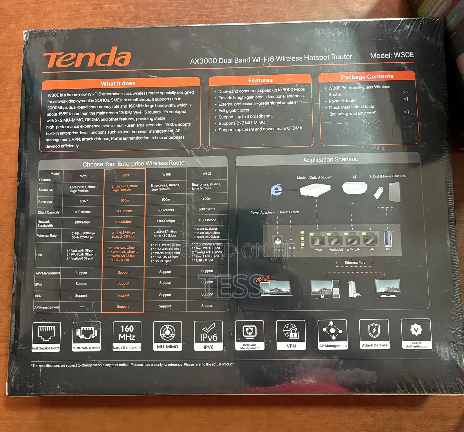 Tenda Gigabit Wi-fi6 Dual Bandrouter Wireless Hotspot W30e