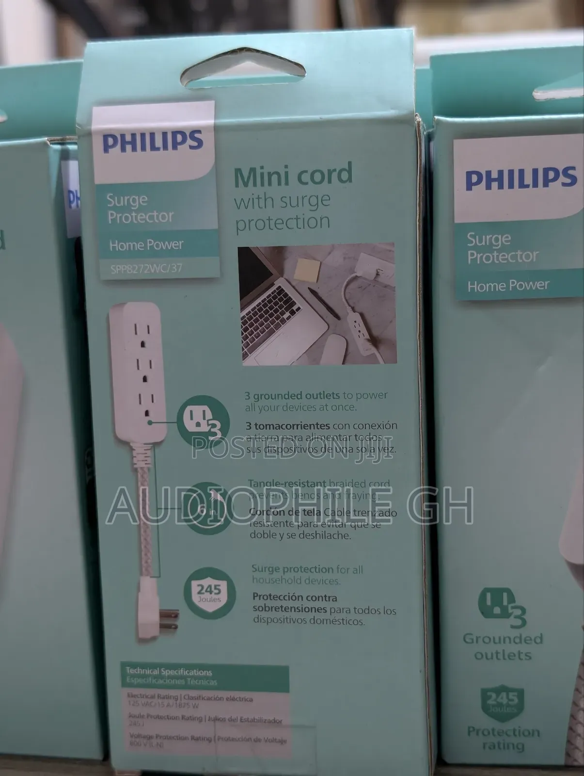 Philips 3-Outlet Surge Protector With 1 Ft. Extension Cord