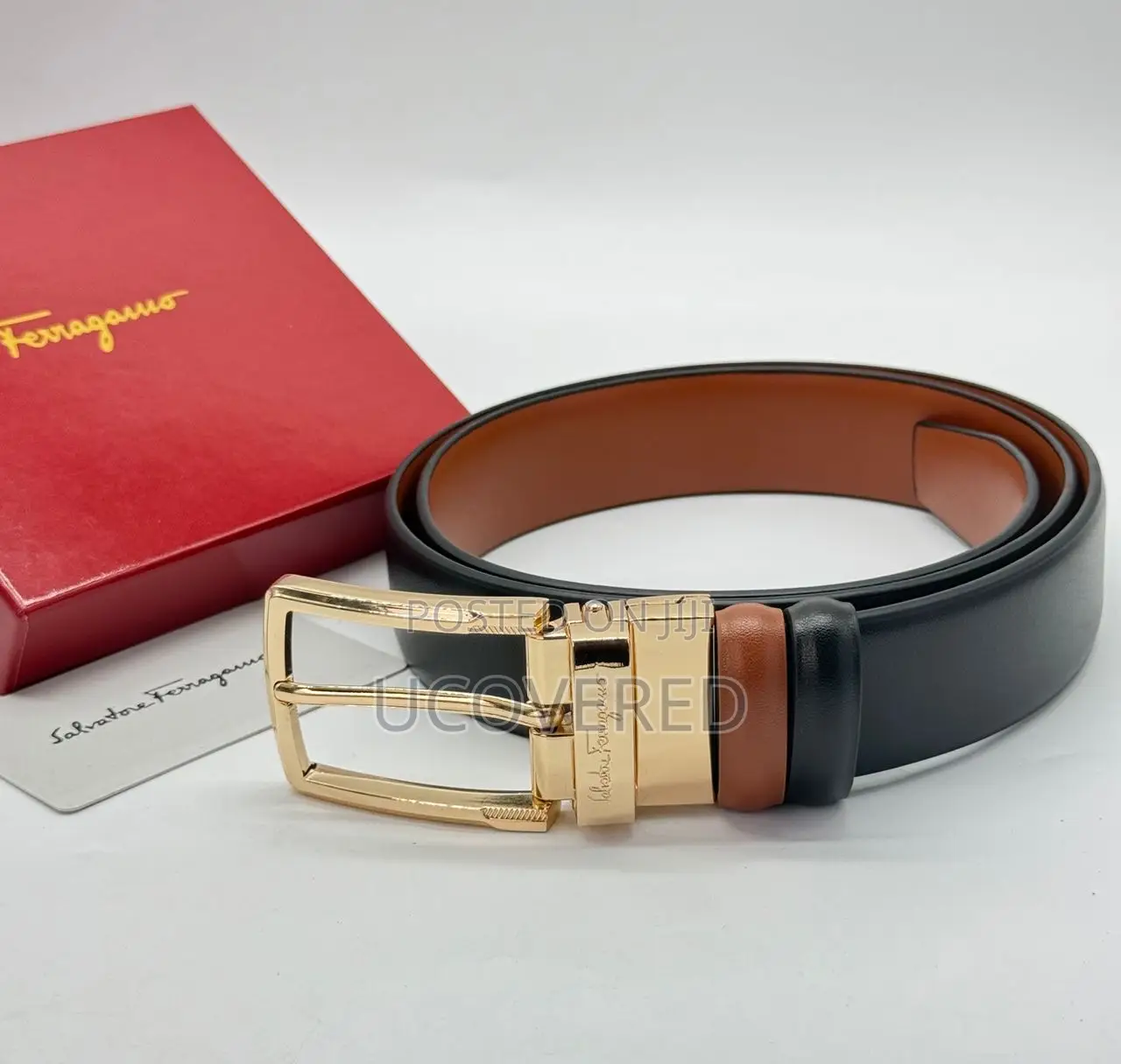 Ferragamo/Hermes Reversible Men’S Leather Belt With Holes