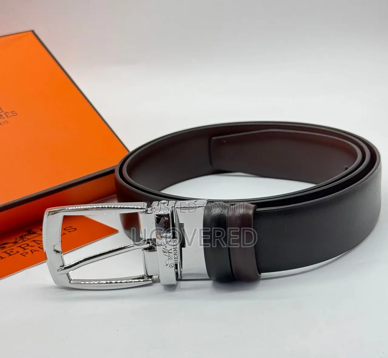 Ferragamo/Hermes Reversible Men’S Leather Belt With Holes