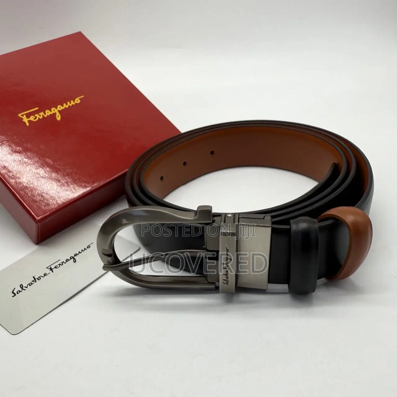Ferragamo/Hermes Reversible Men’S Leather Belt With Holes