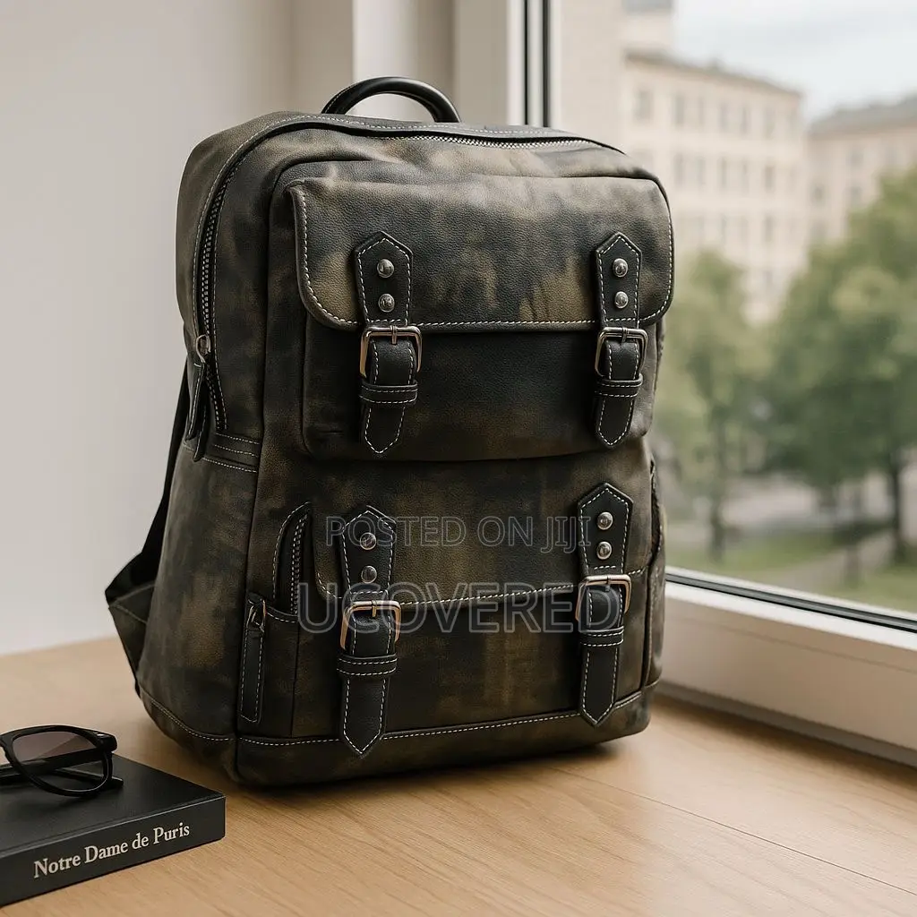 Vintage Leather Travel Backpack Fit 15.6 Laptop Waterproof
