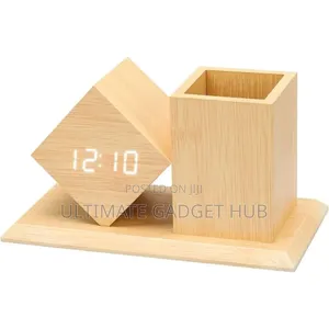 Desktop Clock With Pen Holder