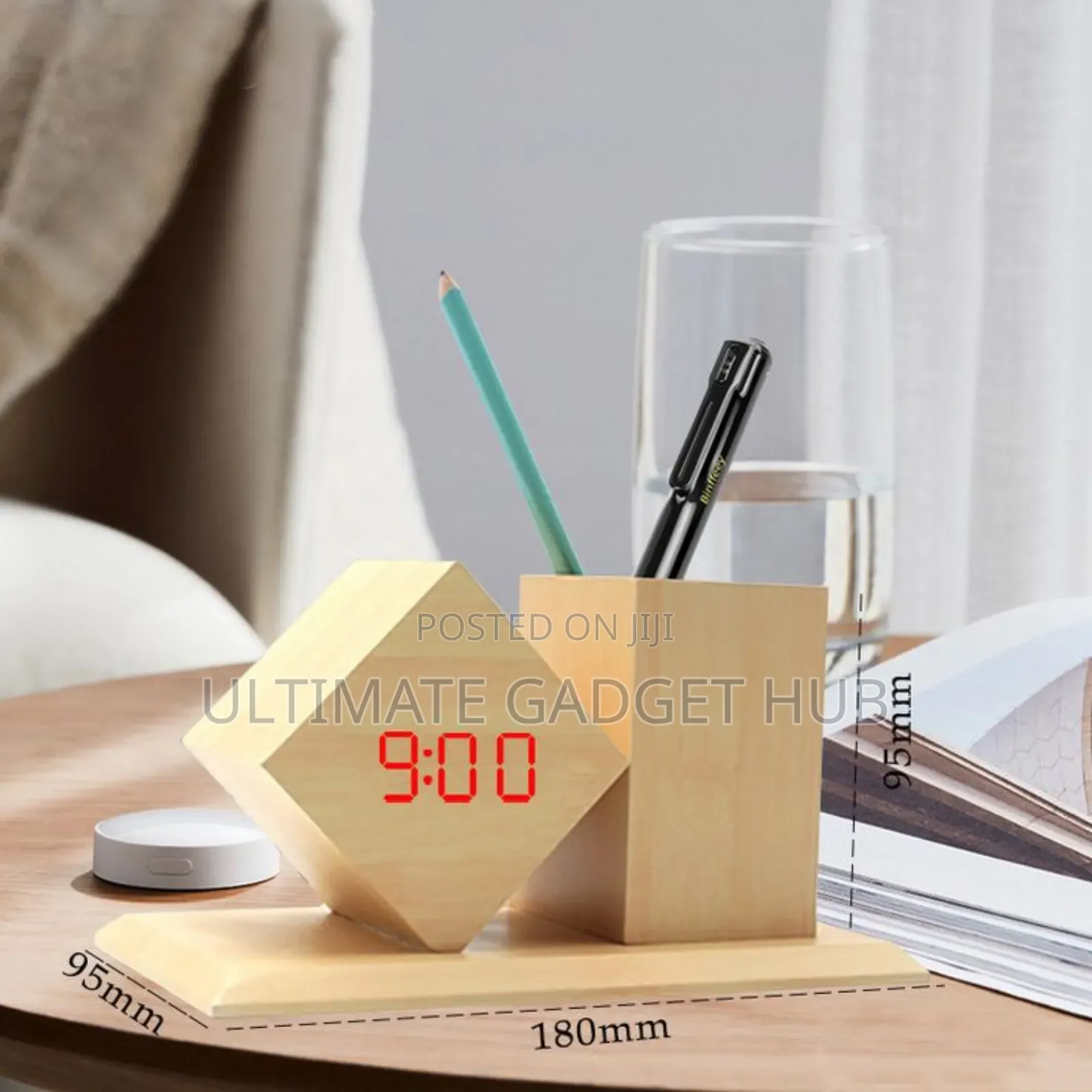 Desktop Clock With Pen Holder
