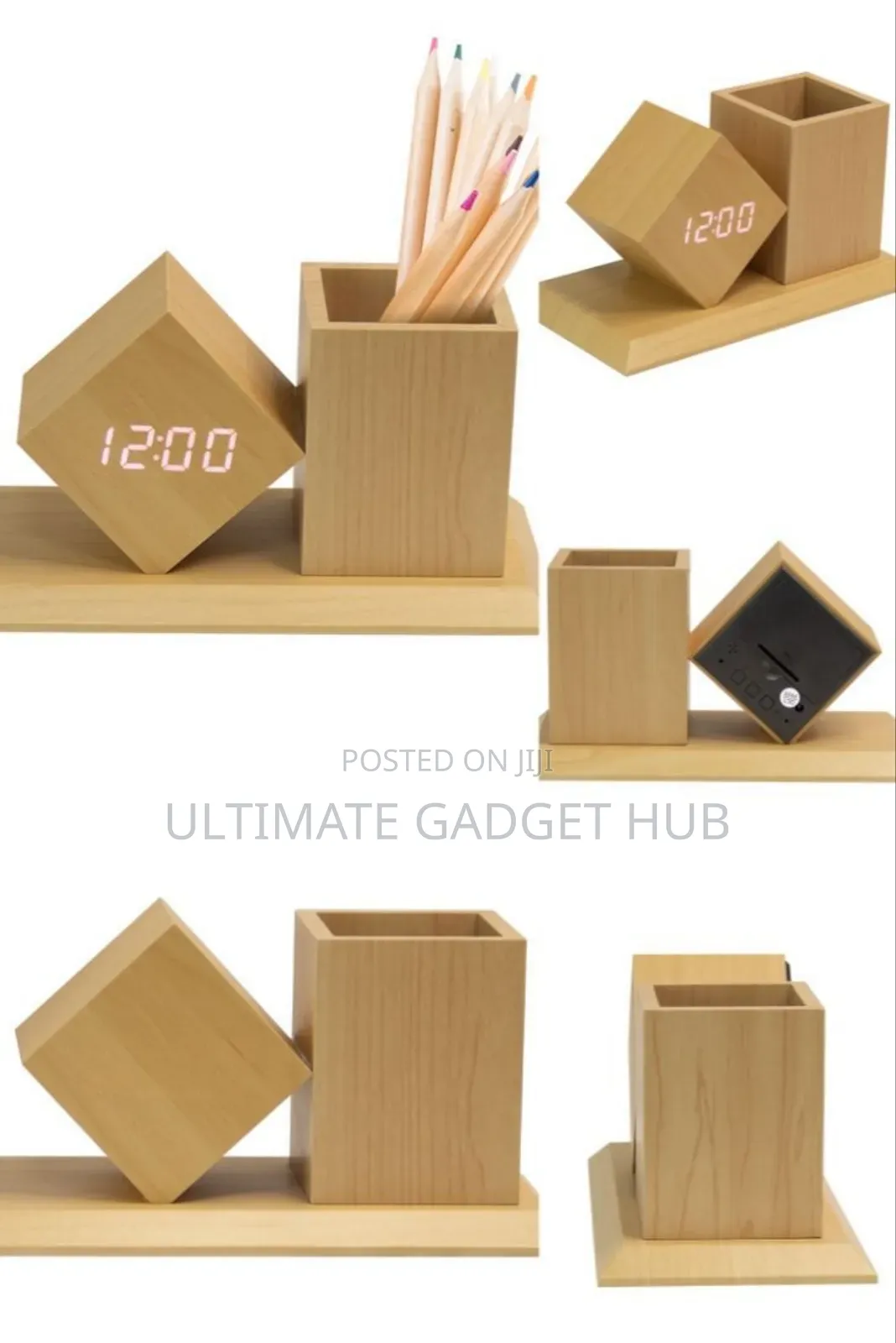 Desktop Clock With Pen Holder