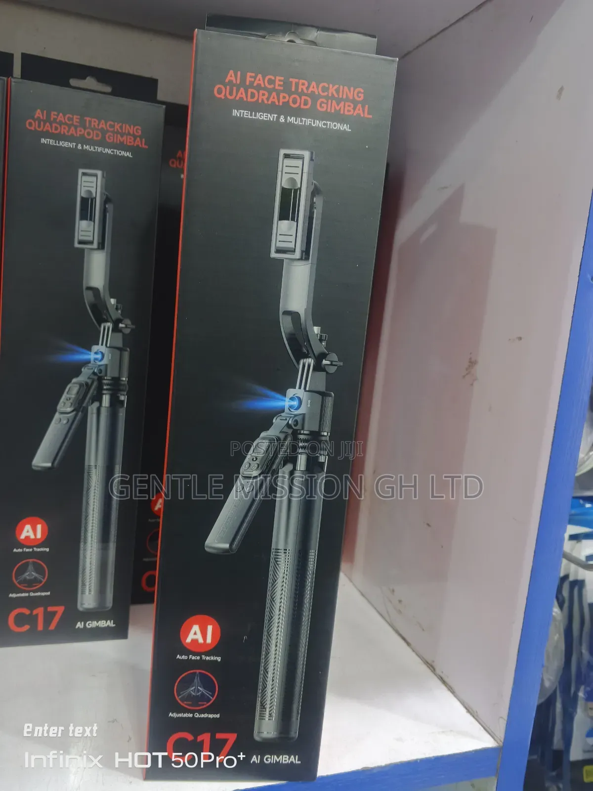 Ai Face Selfie Stick Tracking Quadrapod Gimbal C17 360°