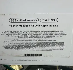 New Laptop Apple MacBook Air 2020 M1 8GB Apple M1 SSD 512GB