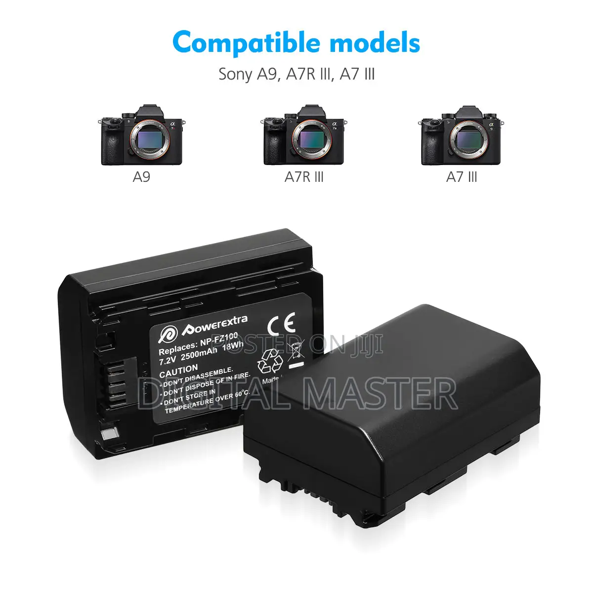 Powerextra 2 Pack Sony Np-fz100 Battery 2500mah
