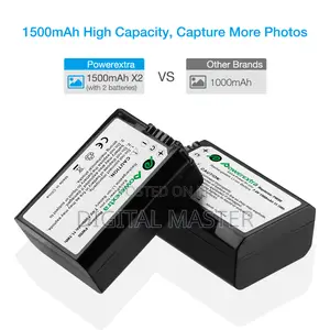 Powerextra Np-Fw50 Battery Smart LCD Display Dual Charger