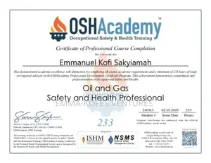 Certified Oil & Gas Safety Pro. Seeking Practical Experience