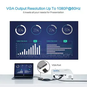 Type -C Hdmi Vga Converter Usb 3.0 Adapter- 87w - Grey