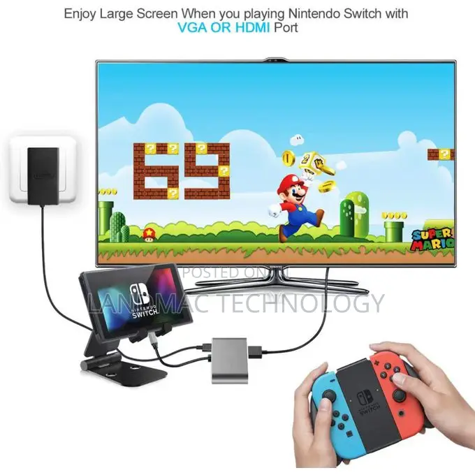Type -C Hdmi Vga Converter Usb 3.0 Adapter- 87w - Grey