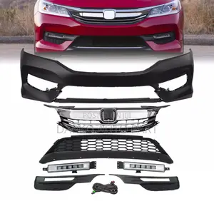 For 2016-2017 Honda Accord Front Bumper Upper Lower Grill