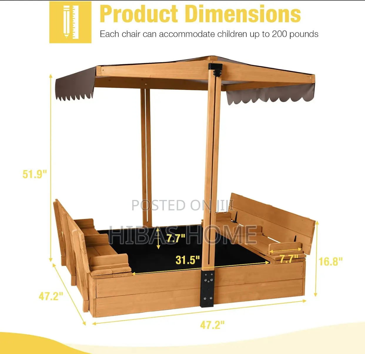 Badger Basket Wooden Sand Box With Benches. Kids Sandbox