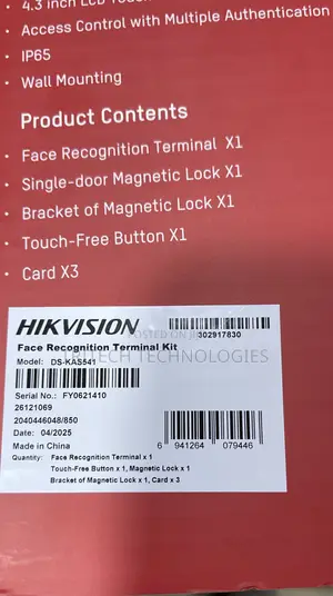 Hikvision Face Recognition Access Control Kit Ds-Kas541