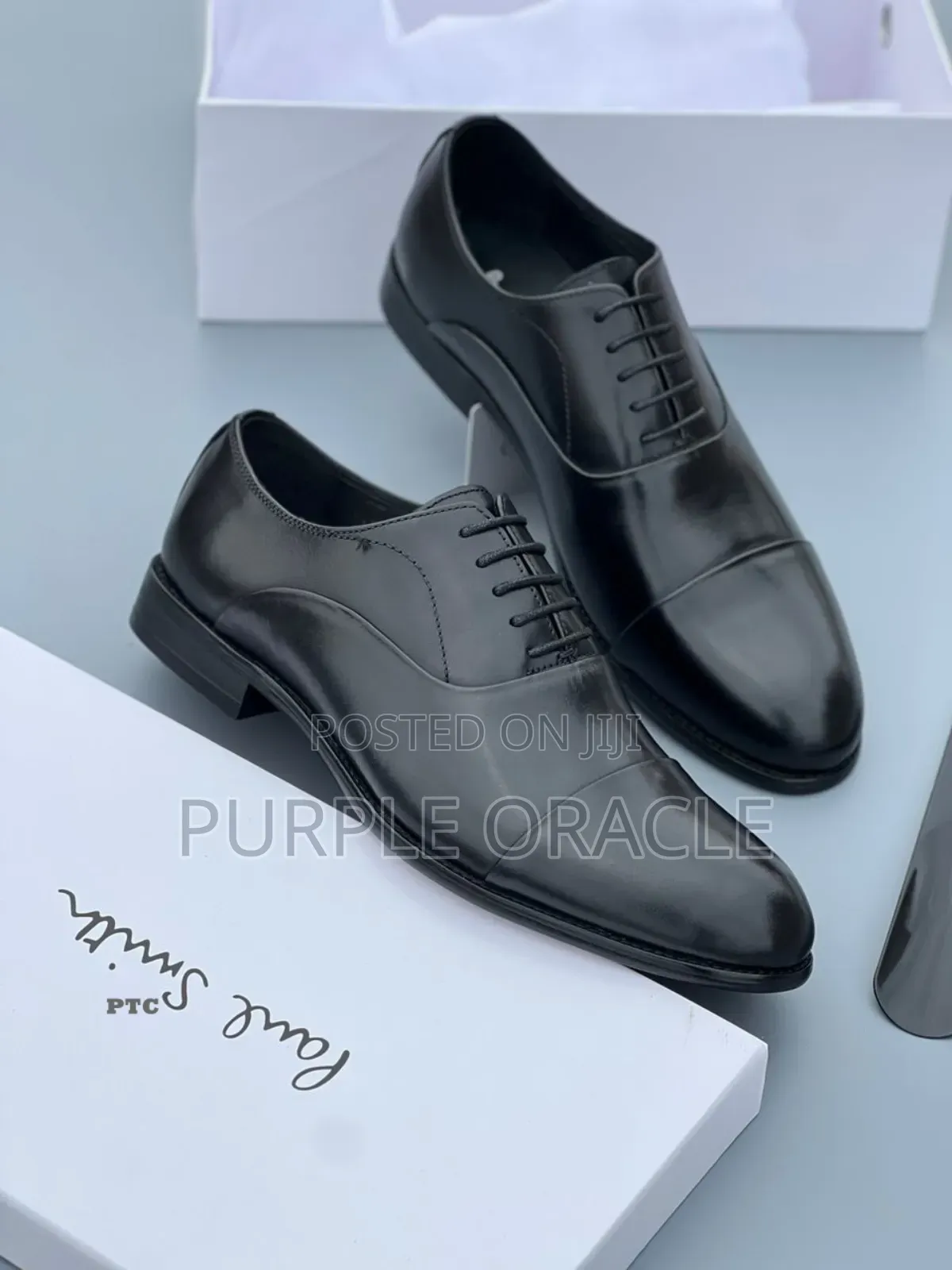 Paul Smith Men's Cap-Toe Oxford Dress Shoes With Shoehorn