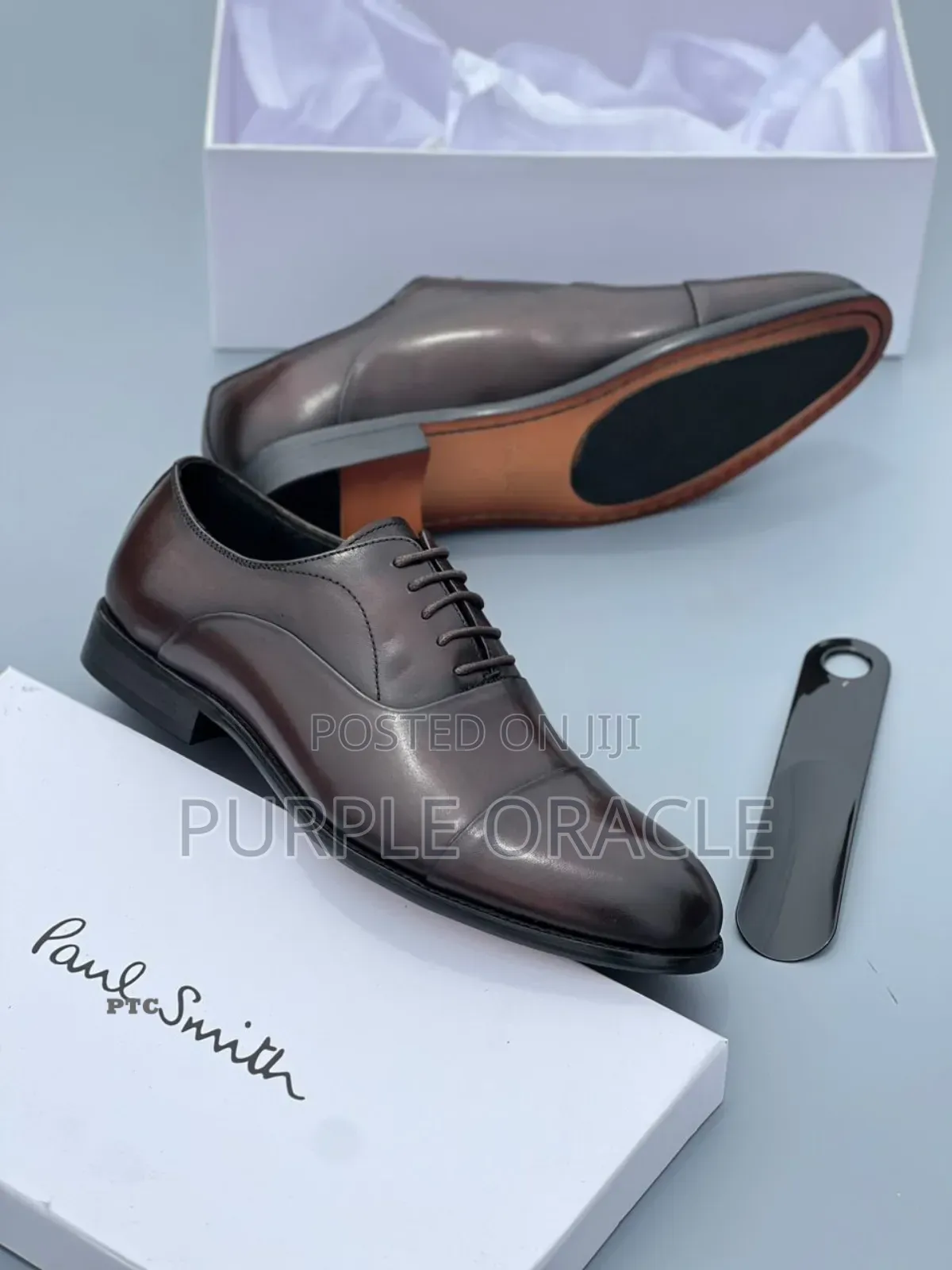 Paul Smith Men's Cap-Toe Oxford Dress Shoes With Shoehorn