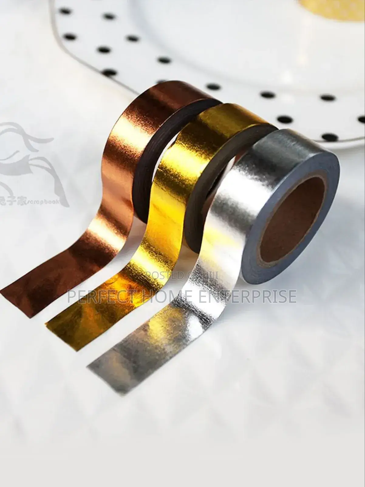 Wall Tape In Black, Gold And Silver Colours