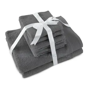 Hotel Style 100% Cotton 6-Piece Towel Set, Charcoal Sky