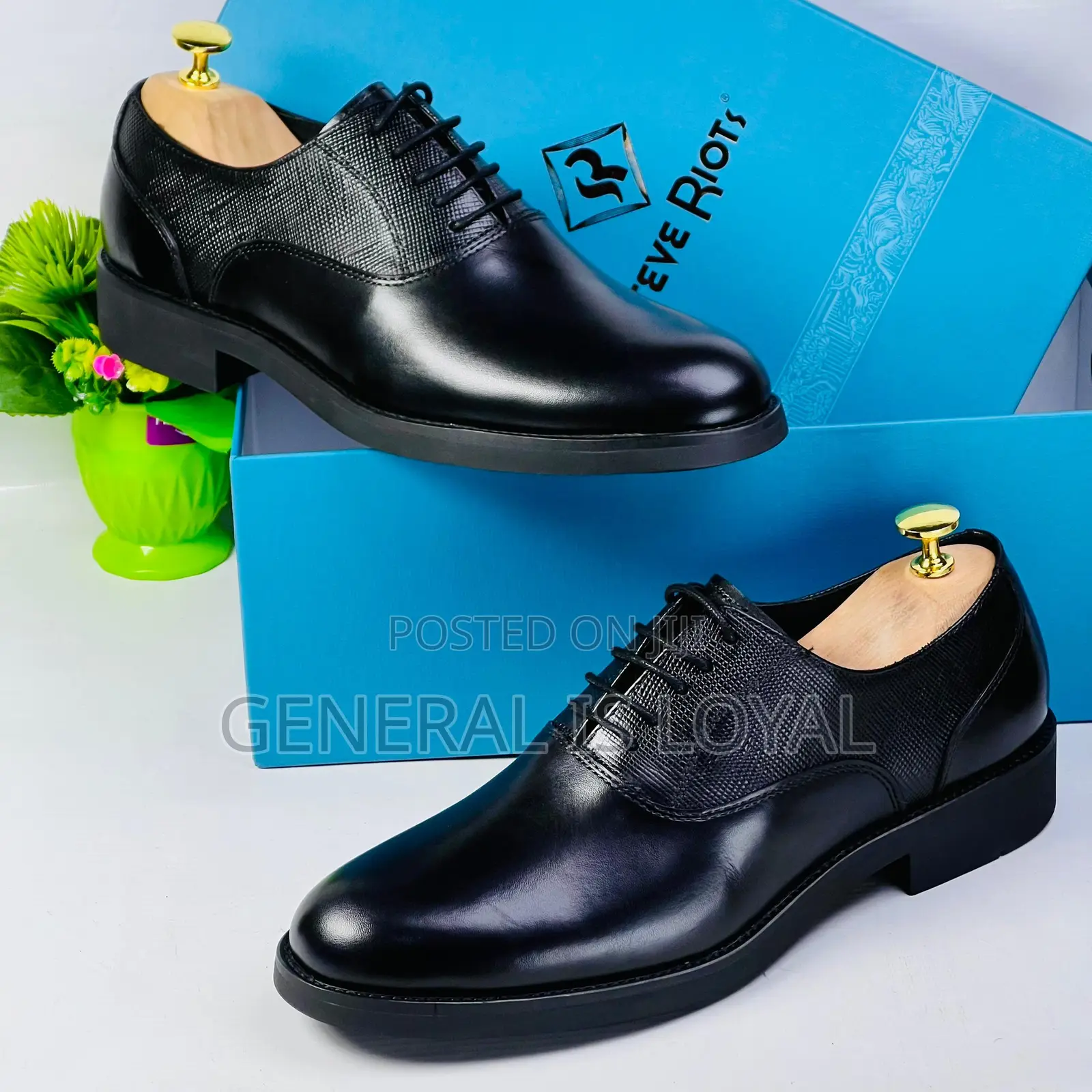 Steve Riots Black and Dark Coffee Men’S Shoe