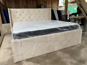 Suede Cream Queen Bedframe With Mattress// Durable And Luxurious