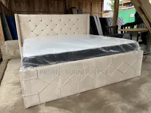Suede Cream Queen Bedframe With Mattress// Durable And Luxurious