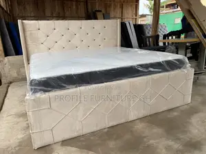 Suede Cream Queen Bedframe With Mattress// Durable And Luxurious