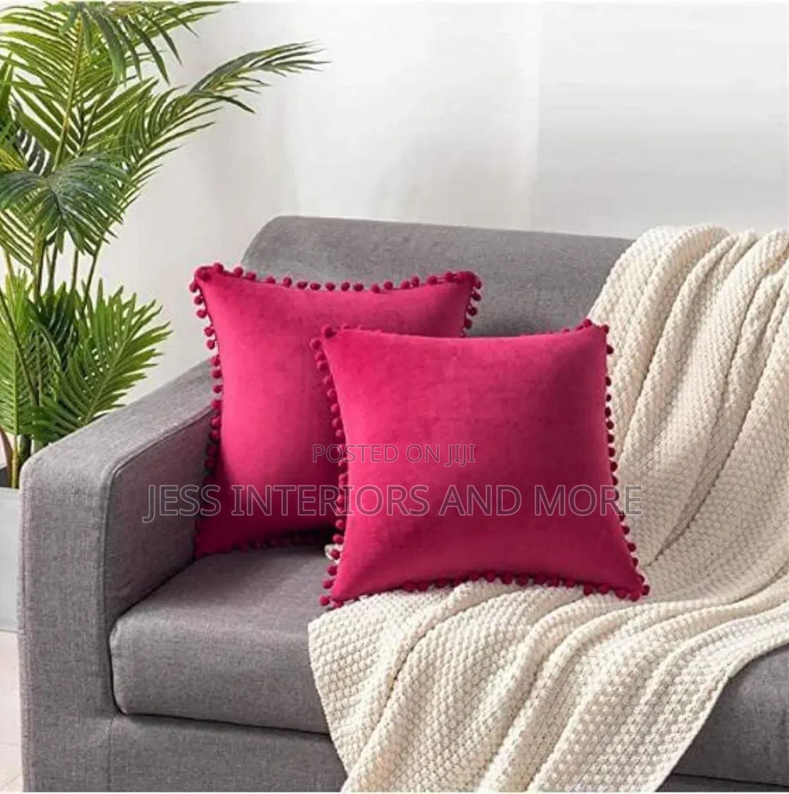 Decorative 2 Pieces Throw Pillow (Fuchsia)