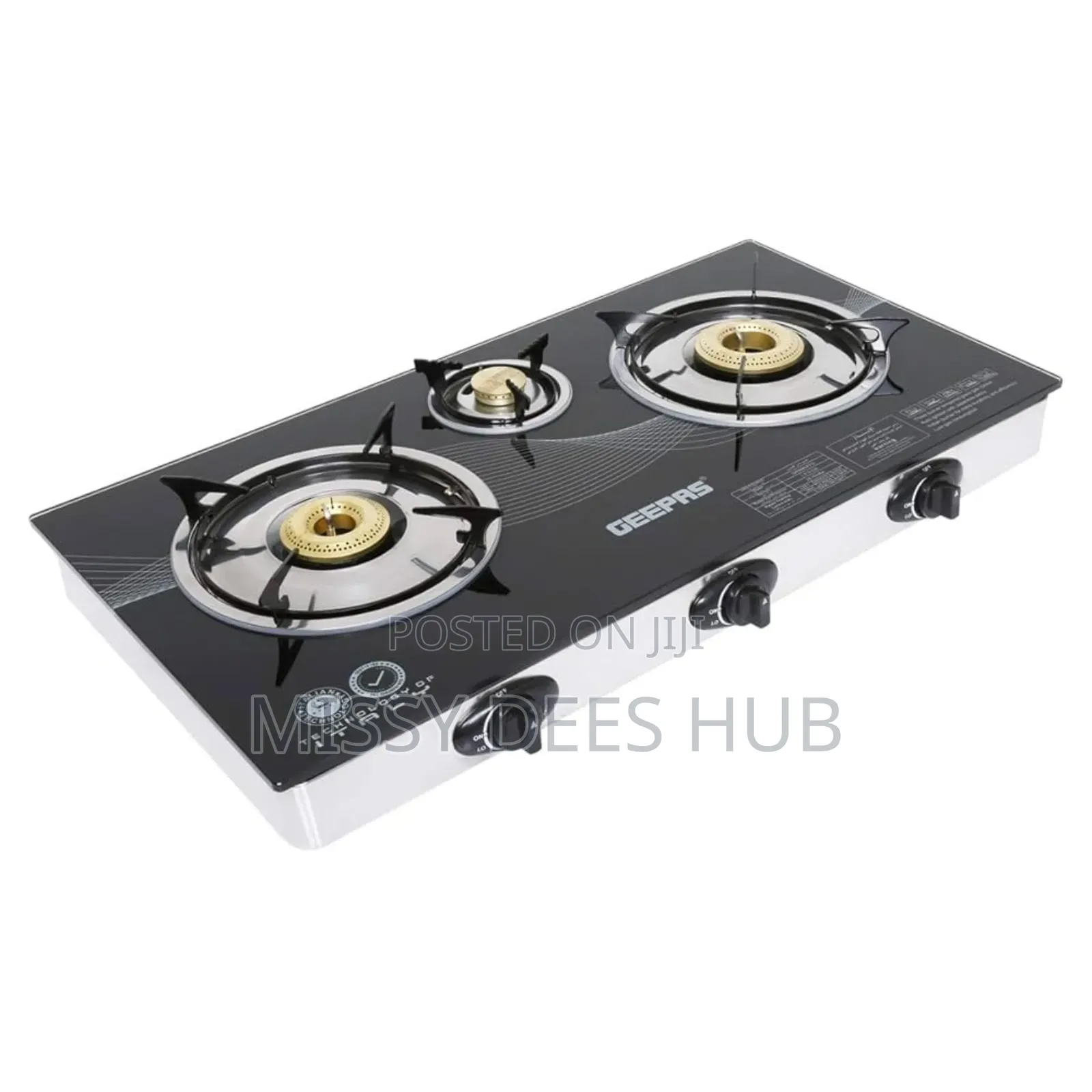 3 Burner Tempered Glasstop Cooker