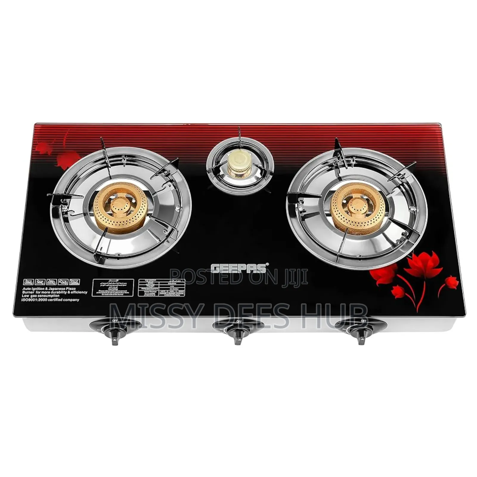 3 Burner Tempered Glasstop Cooker