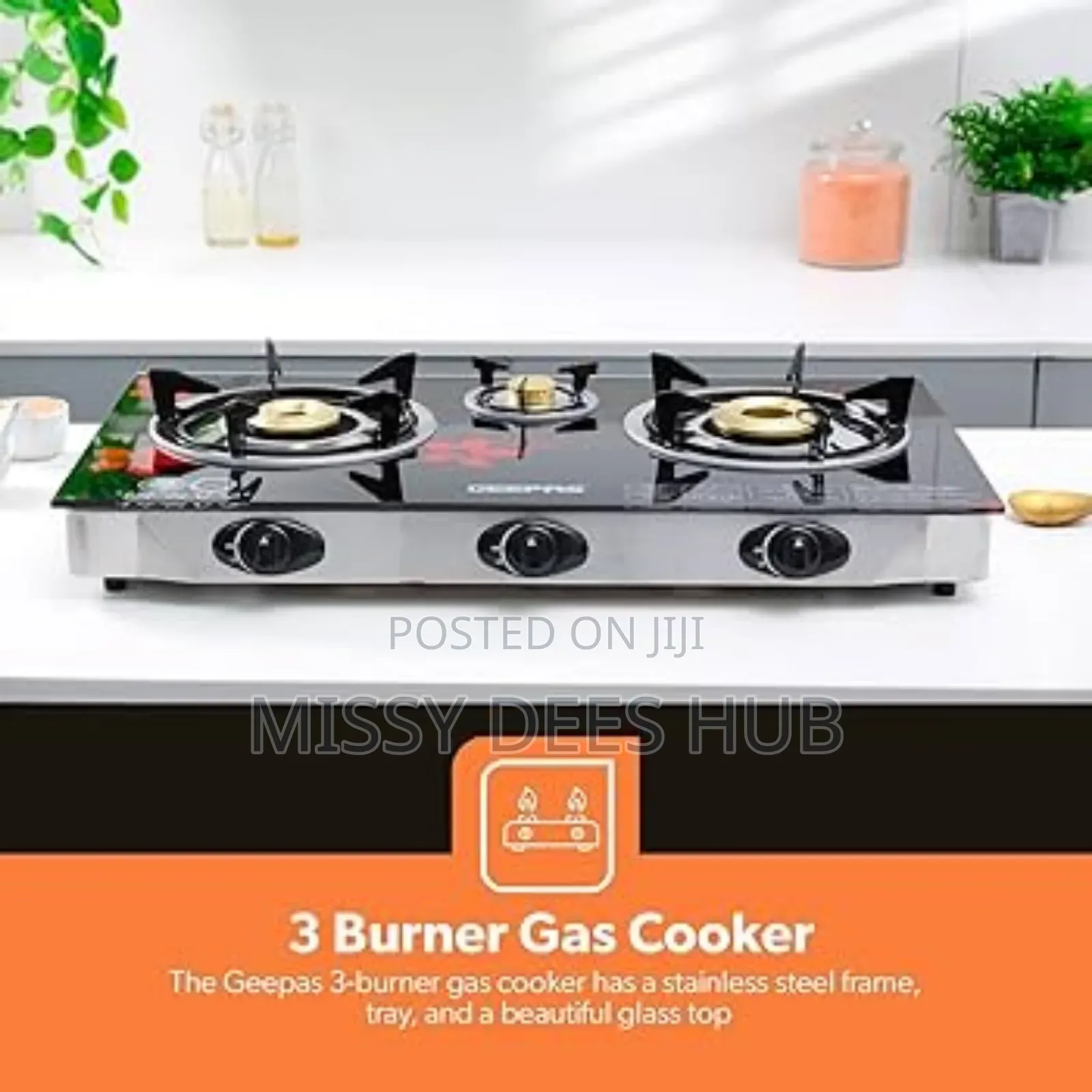 3 Burner Tempered Glasstop Cooker