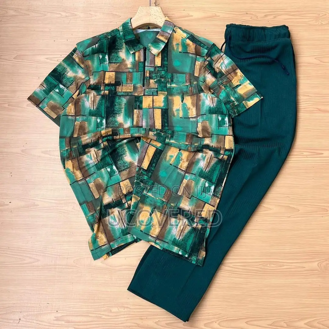 Men’S 2 Piece Top and Down Beach Vacation Outfit Pants