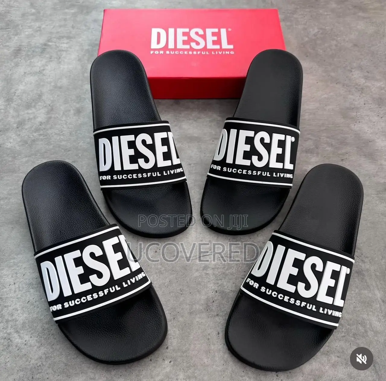 Diesel Open Toe Shower Slip on Slides/Slippers