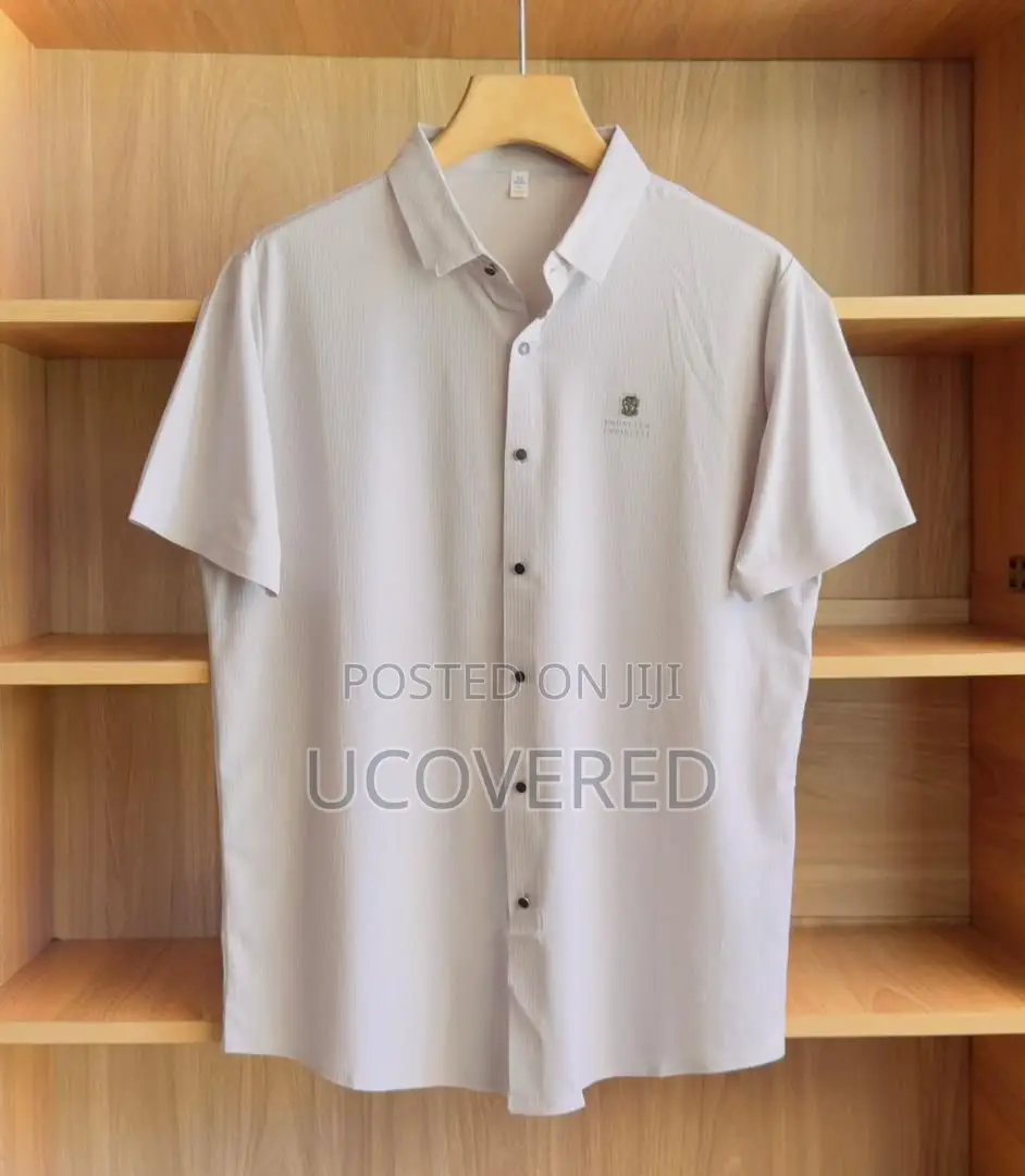 Men’S Short Sleeve Button Down Stripe Shirt