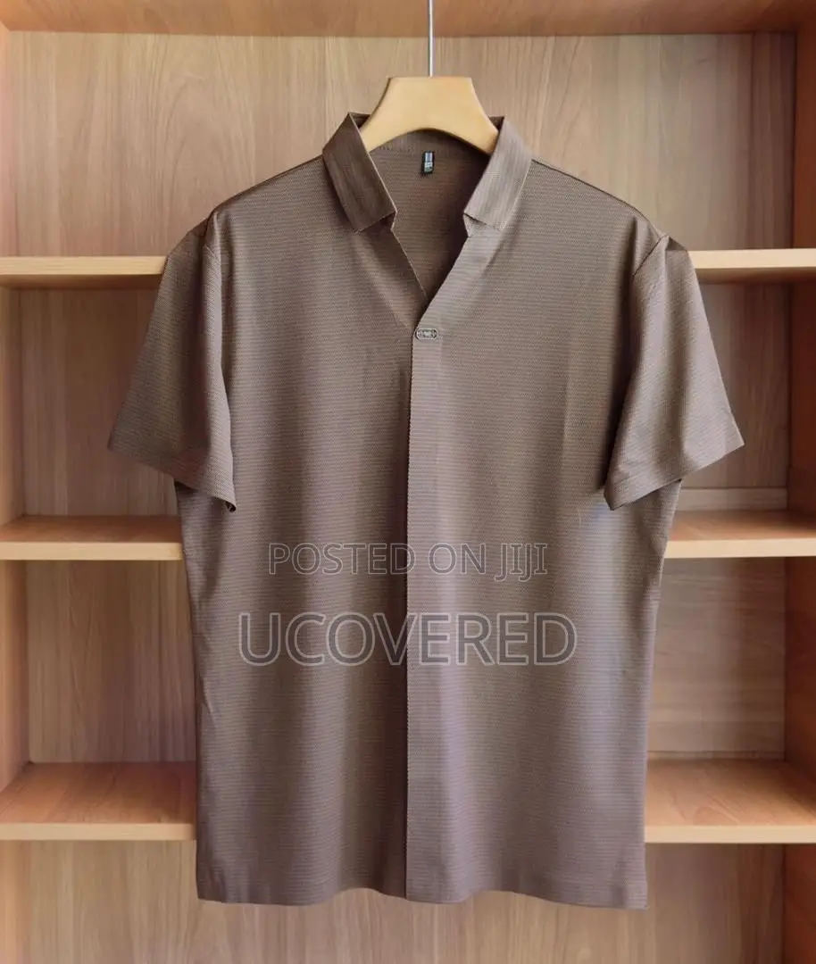 Men’S Short Sleeve Button Down Stripe Shirt