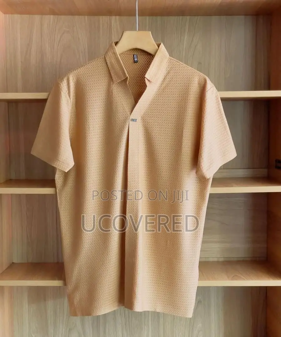 Men’S Short Sleeve Button Down Stripe Shirt