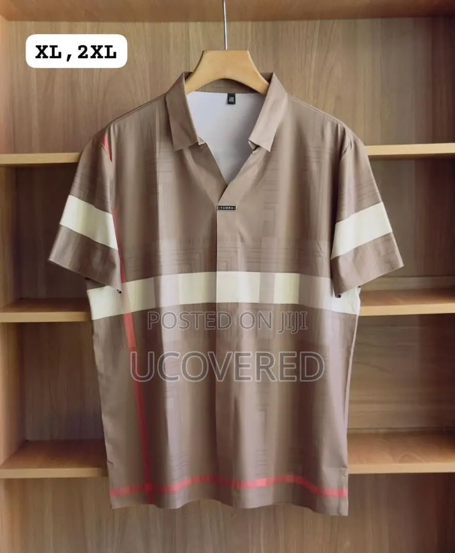 Men’S Short Sleeve Button Down Stripe Shirt
