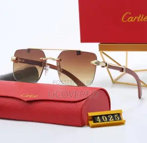 Cartier Men’S Sunglasses Fashion Rimless Rectangular Shape