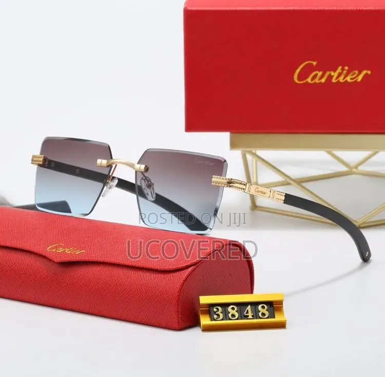 Cartier Men’S Sunglasses Fashion Rimless Rectangular Shape