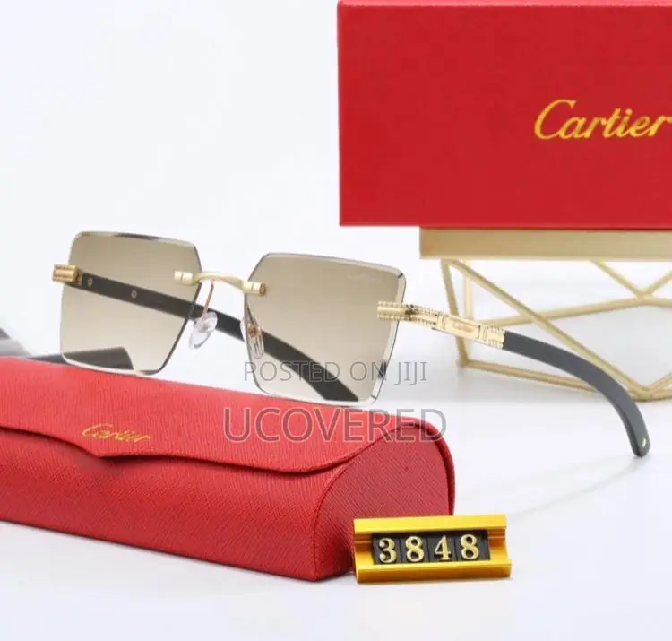 Cartier Men’S Sunglasses Fashion Rimless Rectangular Shape